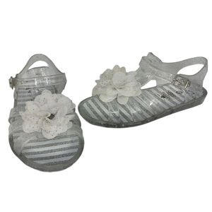 Jelly Sandals w/ White Flower Little Girls Size 10